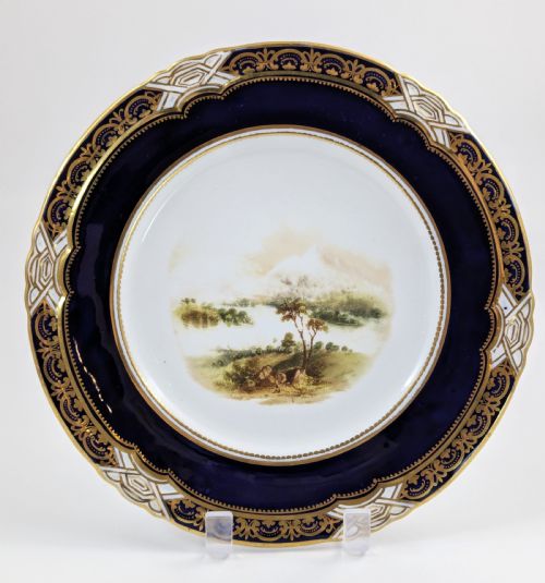 fig 1. Pair of Antique Coalport Hand-Painted Porcelain Cabinet Plates 19th