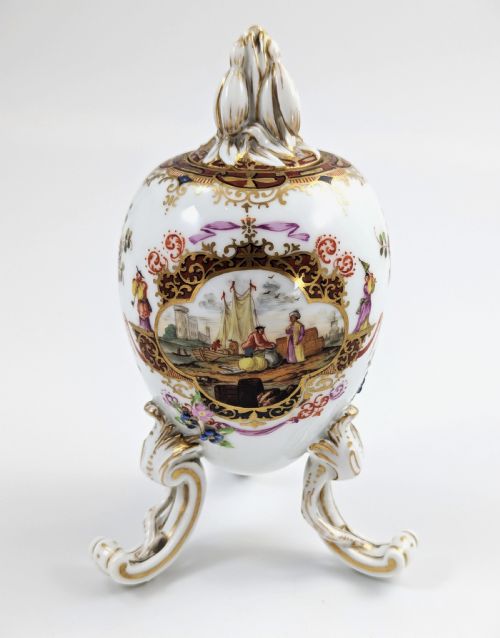 Kpm Berlin, Porcelain Egg on Legs, Tea Caddy or Jar, C. 1780