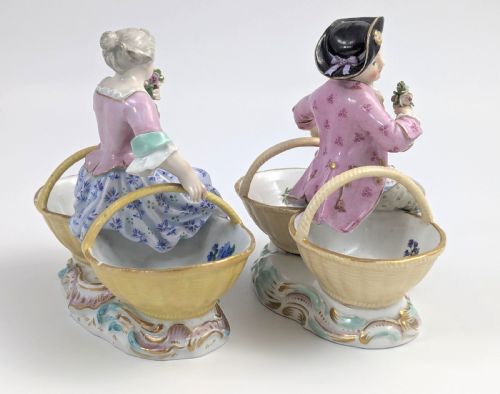 fig 4. Meissen antique porcelain figural double salt cellars, Rococo style, c. 1830