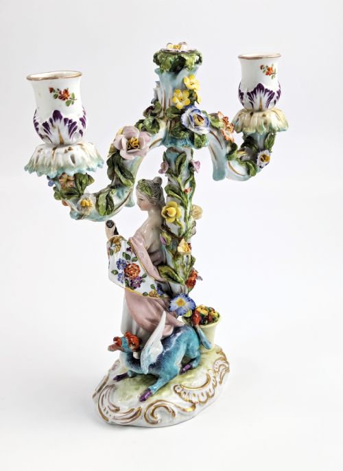 DRESDEN PORCELAIN ANTIQUE CANDELABRA AUSTRALIA ALLEGORICAL FIGURE C 18431883 ATTR HELENA WOLFSOHN - ADDITIONAL PHOTO 2