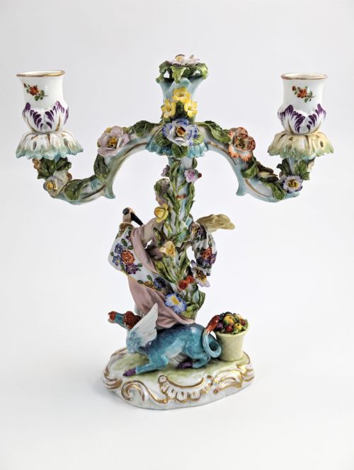 DRESDEN PORCELAIN ANTIQUE CANDELABRA AUSTRALIA ALLEGORICAL FIGURE C 18431883 ATTR HELENA WOLFSOHN - ADDITIONAL PHOTO 3