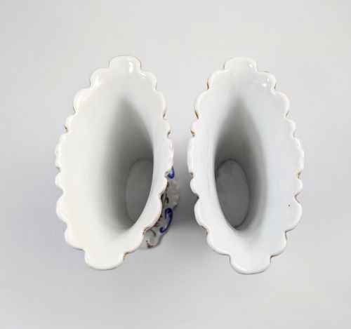fig 4. Old Paris porcelain pair of flared vases, Jacob Petit style with hand-painted floral medallions, c. 1850