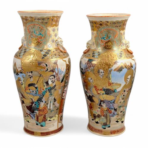 Satsuma Vases, Kyoto, Nishida Workshop , C. 1890
