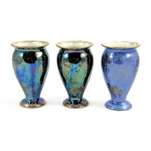 RARE WEDGWOOD ORDINARY LUSTRE BUD VASE TRIO DAISY MAKEIGJONES DRAGONS C 1915 MODEL Z4831 - ADDITIONAL PHOTO 3