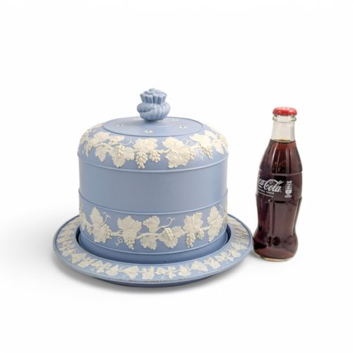 fig 4. Wedgwood Style Blue And White Jasperware Large Cheese Dome And Stand, 19th Century