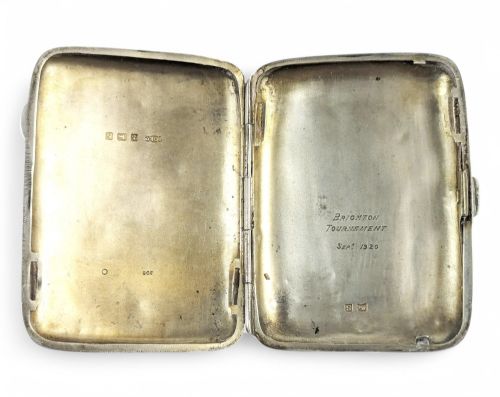 fig 4. Antique Sterling Silver Cigarette Case With Female Nude Enamel, Erotic art, LGBT Interest