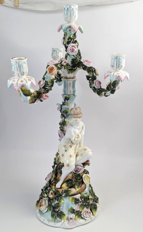 SITZENDORF PORCELAIN FOURARM FIGURAL CANDELABRA CIRCA 1890 - ADDITIONAL PHOTO 1