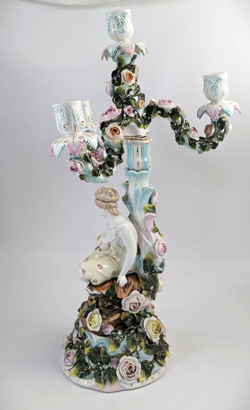 SITZENDORF PORCELAIN FOURARM FIGURAL CANDELABRA CIRCA 1890 - ADDITIONAL PHOTO 3