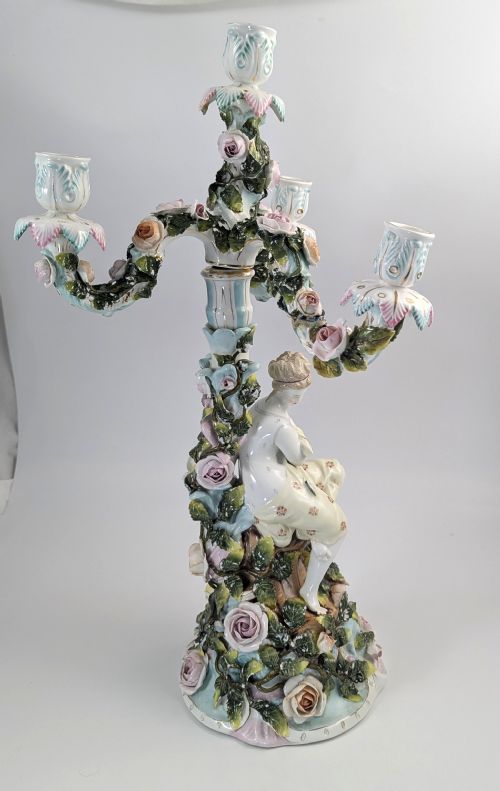 SITZENDORF PORCELAIN FOURARM FIGURAL CANDELABRA CIRCA 1890 - ADDITIONAL PHOTO 4