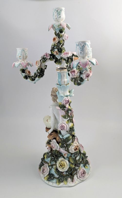 SITZENDORF PORCELAIN FOURARM FIGURAL CANDELABRA CIRCA 1890 - ADDITIONAL PHOTO 5