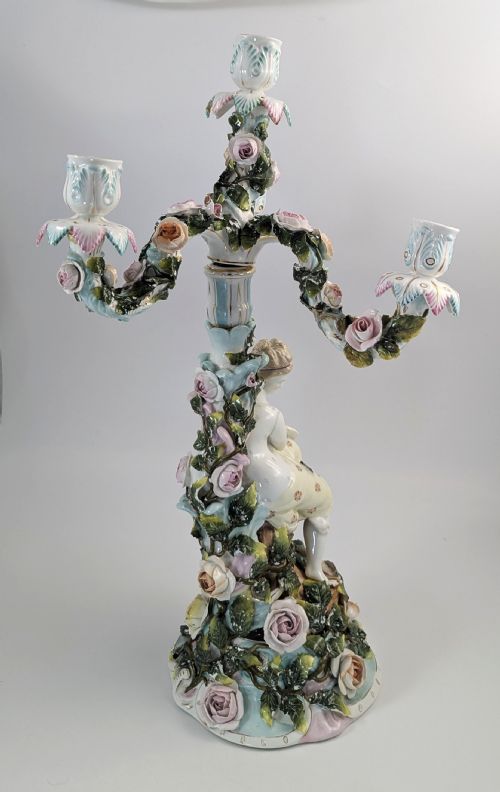 SITZENDORF PORCELAIN FOURARM FIGURAL CANDELABRA CIRCA 1890 - ADDITIONAL PHOTO 6