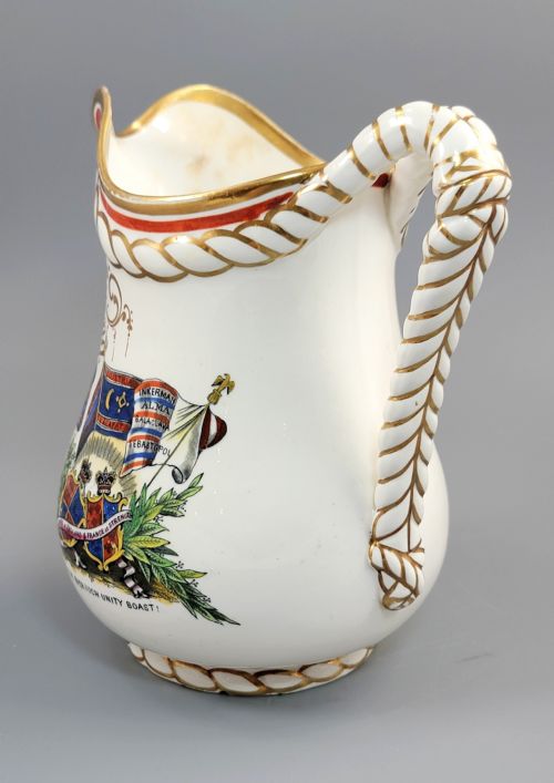 fig 1. Rare Staffordshire Crimean War Alliance Jug by G.F. Bowers, c.1857