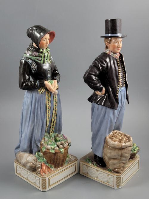 PAIR OF ROYAL COPENHAGEN PORCELAIN FIGURES AMAGER MANS AND WOMANS MARKET COSTUMES 12102 12103 - ADDITIONAL PHOTO 6
