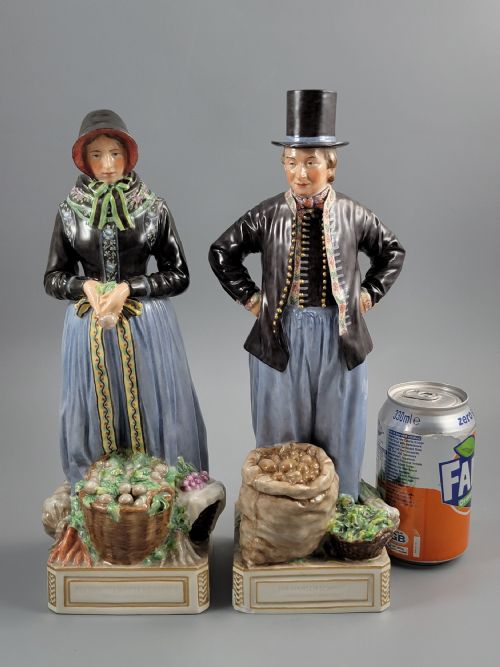 PAIR OF ROYAL COPENHAGEN PORCELAIN FIGURES AMAGER MANS AND WOMANS MARKET COSTUMES 12102 12103 - ADDITIONAL PHOTO 12