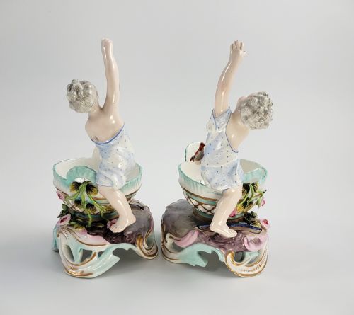 PAIR OF GERMAN PORCELAIN SWEETMEAT FIGURES ATTRIBUTED TO VOLKSTEDT 19TH CENTURY - ADDITIONAL PHOTO 2