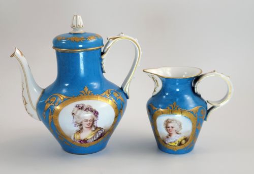 fig 1. French Tête-à-Tête Tea Set, Sèvres Style with Portraits, Belle Époque, c. 1880–1890