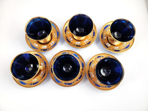ANTIQUE BOHEMIAN TEA SET BY MOSER HANDGILDED AND ENAMELLED CIRCA 1890 - ADDITIONAL PHOTO 2