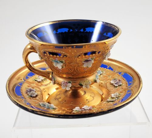 ANTIQUE BOHEMIAN TEA SET BY MOSER HANDGILDED AND ENAMELLED CIRCA 1890 - ADDITIONAL PHOTO 12