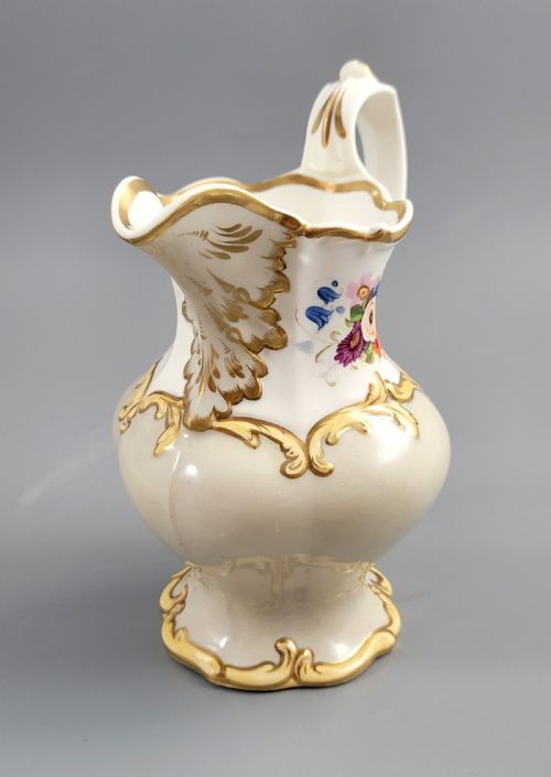 ROCKINGHAM PORCELAIN JUG WITH FLORAL PANELS AND GILDING ENGLAND C1830 - ADDITIONAL PHOTO 5