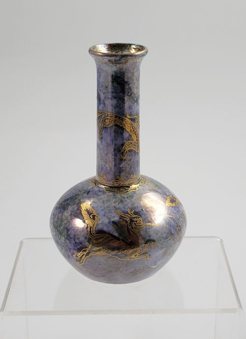Makeig-jones Wedgwood Lustre Vase, Lung Ma, Violet Iridescent, C.1915