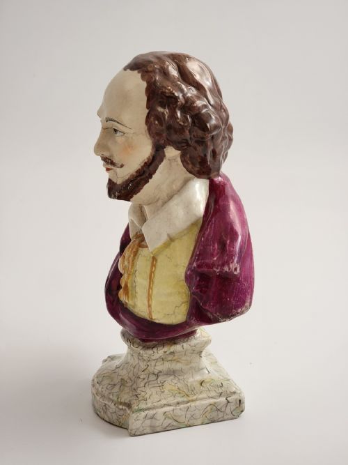 STAFFORDSHIRE POTTERY BUST OF WILLIAM SHAKESPEARE ENGLAND C1800 - ADDITIONAL PHOTO 1