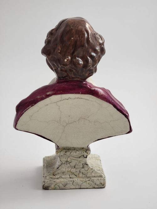 STAFFORDSHIRE POTTERY BUST OF WILLIAM SHAKESPEARE ENGLAND C1800 - ADDITIONAL PHOTO 2