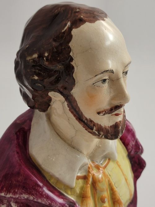 STAFFORDSHIRE POTTERY BUST OF WILLIAM SHAKESPEARE ENGLAND C1800 - ADDITIONAL PHOTO 5