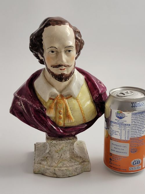 STAFFORDSHIRE POTTERY BUST OF WILLIAM SHAKESPEARE ENGLAND C1800 - ADDITIONAL PHOTO 7