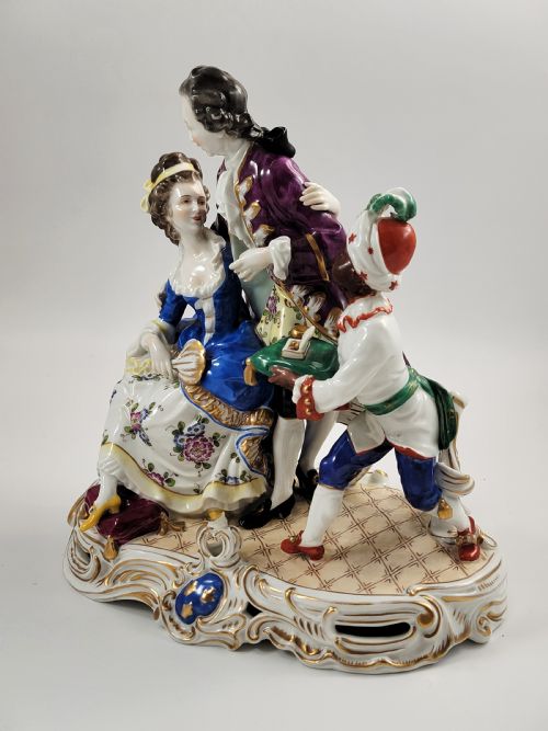 fig 1. Large Volkstedt Porcelain Group, Schwarzburger Werkstätten, Moorish Page Boy, Signed H. Meisel, c.1920