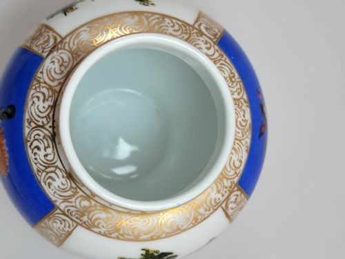 WOLFSOHN DRESDEN PORCELAIN LIDDED GINGER JAR MEISSENSTYLE BLUE GROUND AR MARK C1880 - ADDITIONAL PHOTO 4