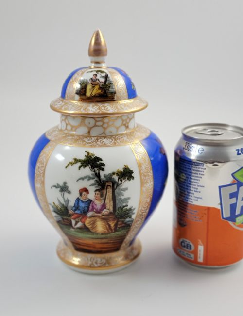 WOLFSOHN DRESDEN PORCELAIN LIDDED GINGER JAR MEISSENSTYLE BLUE GROUND AR MARK C1880 - ADDITIONAL PHOTO 7