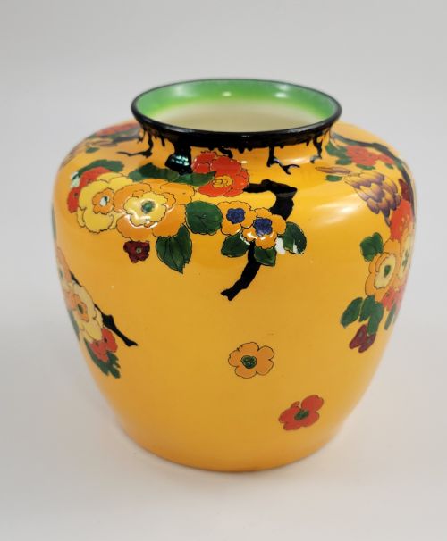 RARE ROYAL DOULTON MANDARIN WARE VASE YELLOW GROUND ATTRIBUTED R ALLEN C1920 - ADDITIONAL PHOTO 1