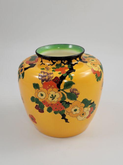 RARE ROYAL DOULTON MANDARIN WARE VASE YELLOW GROUND ATTRIBUTED R ALLEN C1920 - ADDITIONAL PHOTO 2