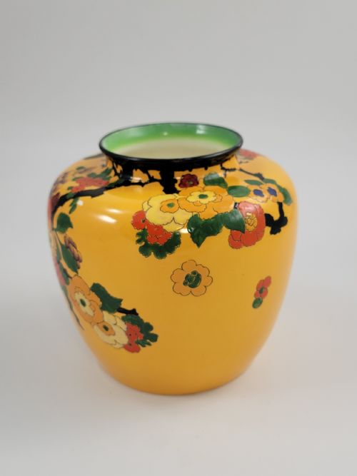 RARE ROYAL DOULTON MANDARIN WARE VASE YELLOW GROUND ATTRIBUTED R ALLEN C1920 - ADDITIONAL PHOTO 3