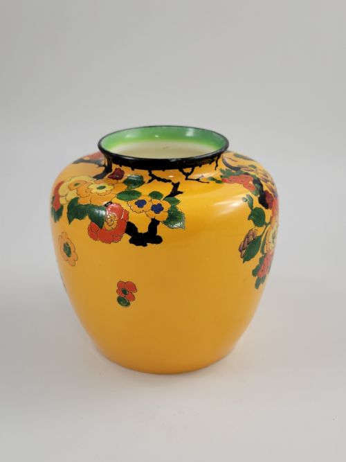 RARE ROYAL DOULTON MANDARIN WARE VASE YELLOW GROUND ATTRIBUTED R ALLEN C1920 - ADDITIONAL PHOTO 4