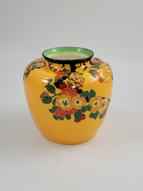 RARE ROYAL DOULTON MANDARIN WARE VASE YELLOW GROUND ATTRIBUTED R ALLEN C1920 - ADDITIONAL PHOTO 5