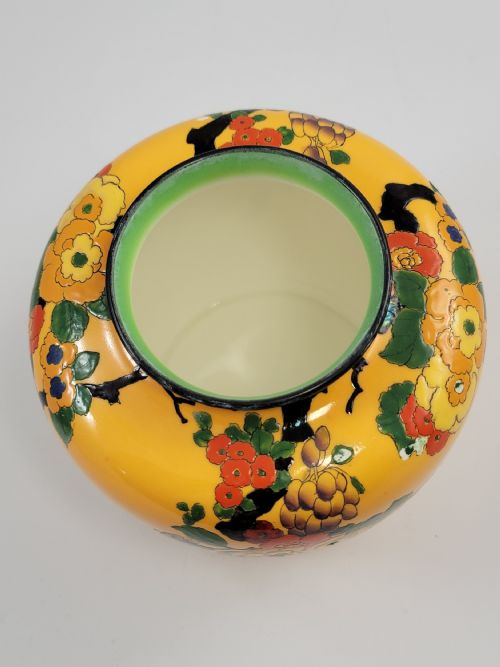 RARE ROYAL DOULTON MANDARIN WARE VASE YELLOW GROUND ATTRIBUTED R ALLEN C1920 - ADDITIONAL PHOTO 6