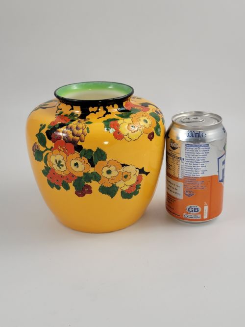 RARE ROYAL DOULTON MANDARIN WARE VASE YELLOW GROUND ATTRIBUTED R ALLEN C1920 - ADDITIONAL PHOTO 9