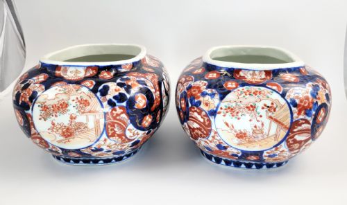 RARE PAIR OF JAPANESE IMARI OVAL JARDINIERES MEIJI PERIOD C1880 - ADDITIONAL PHOTO 2