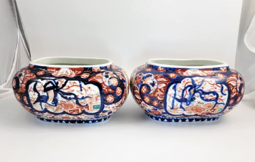 RARE PAIR OF JAPANESE IMARI OVAL JARDINIERES MEIJI PERIOD C1880 - ADDITIONAL PHOTO 3