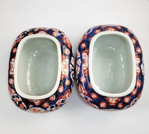 RARE PAIR OF JAPANESE IMARI OVAL JARDINIERES MEIJI PERIOD C1880 - ADDITIONAL PHOTO 5