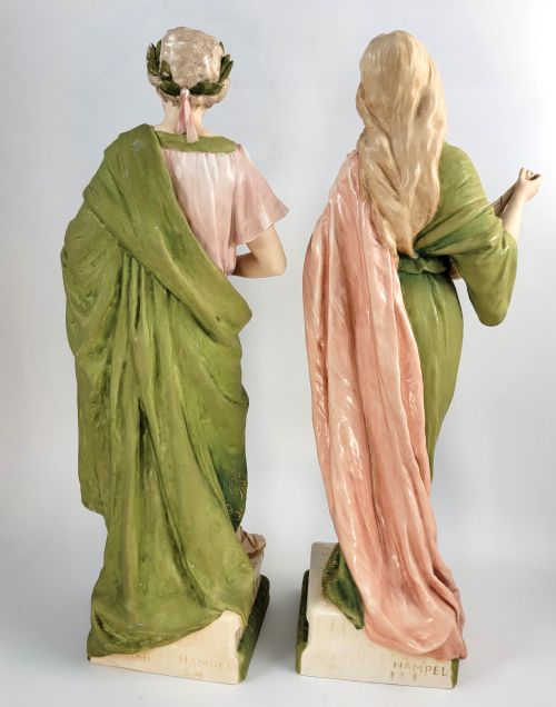 RARE PAIR EICHWALD ROYAL DUX PORCELAIN FIGURES 1905 SIGNED BY ALOIS HAMPEL EARLY NUMBERED MODELS MUSEUM QUALITY - ADDITIONAL PHOTO 2