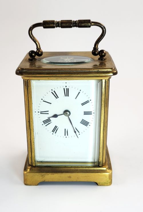fig 1. Original French Carriage Clock by Delepine-Barrois, c.1900, Working, Alarm, Key