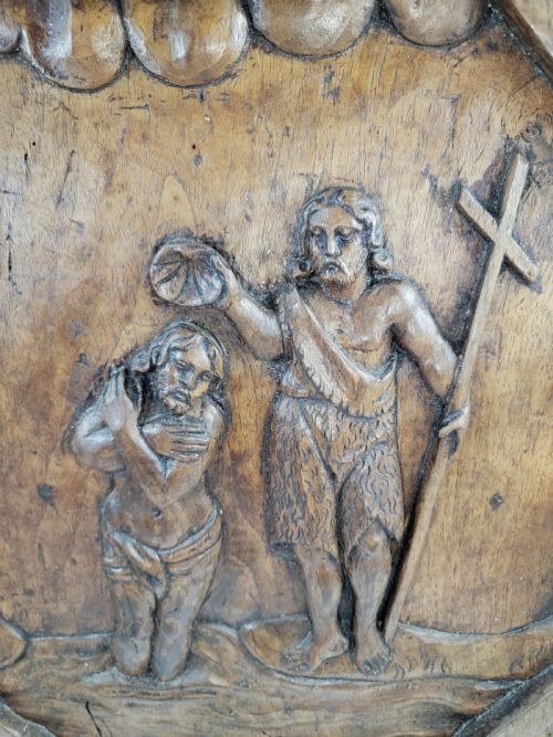 fig 2. A Monumental French Baroque Walnut Panel, The Baptism of Christ, 17th Century