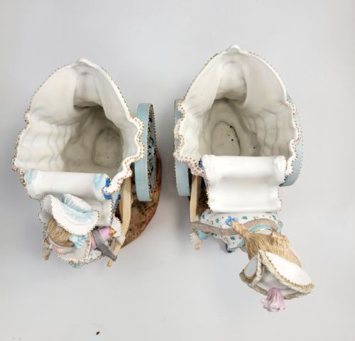 KISTER SCHEIBEALSBACH THURINGIA PAIR OF PORCELAIN FIGURAL FLOWER CARTS C1887 - ADDITIONAL PHOTO 6