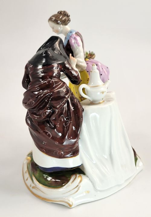 OLDEST VOLKSTEDT RUDOLSTADT PORCELAIN GROUP FORTUNE TELLER WITH CUPID 1915 - ADDITIONAL PHOTO 2
