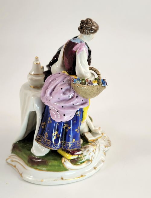 OLDEST VOLKSTEDT RUDOLSTADT PORCELAIN GROUP FORTUNE TELLER WITH CUPID 1915 - ADDITIONAL PHOTO 6