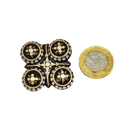 VICTORIAN TORTOISESHELL PIQU WORK BROOCH GOLD SILVER INLAY C1860 - ADDITIONAL PHOTO 10
