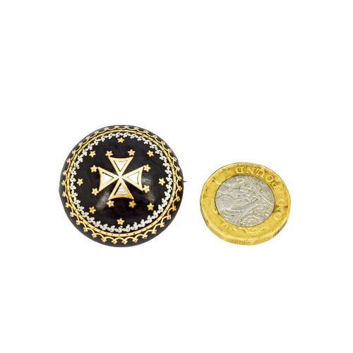 VICTORIAN TORTOISESHELL PIQU BROOCH WITH MALTESE CROSS GOLD SILVER INLAY C1860 - ADDITIONAL PHOTO 5