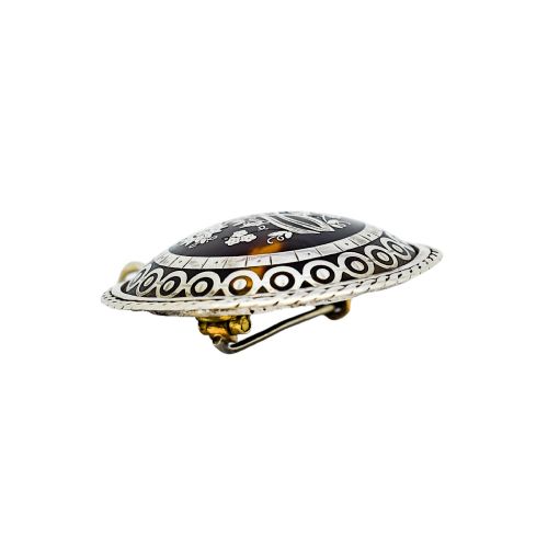 VICTORIAN TORTOISESHELL PIQU BROOCHPENDANT SILVER INLAY ROPEEDGE MOUNT C1860 - ADDITIONAL PHOTO 4